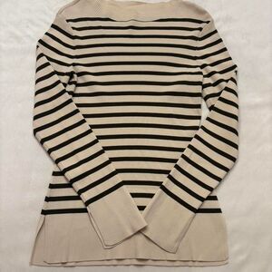Velvet Heart Cream & Green Striped Sweater | Cozy Knit | Women’s Size M